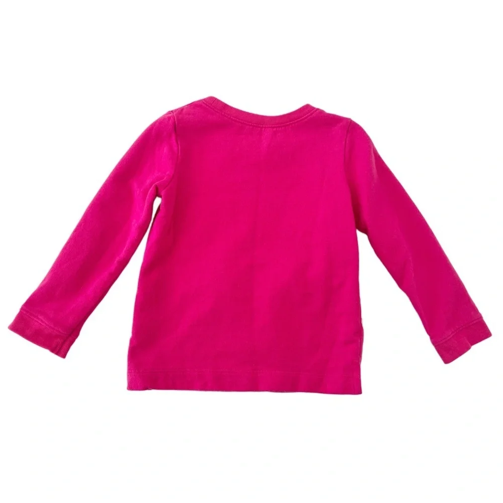Carter's Bright Pink Long Sleeve Cat Tee with Large Front Pocket | Girls 2T